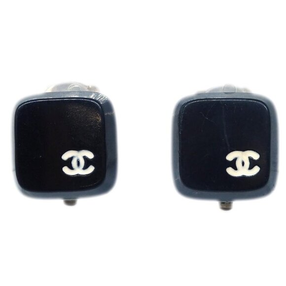 Chanel Square Earrings Clip-On Black - Picture 1 of 4